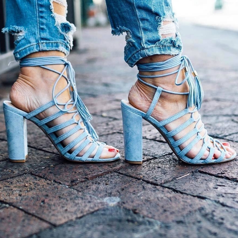 Faux Suede Lace Up Heel
